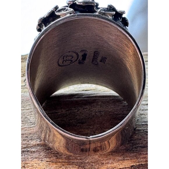 Sterling Silver 925 Día de los Muertos Sugar Skull Ring JJ Size 9 1/2 19.83g - Picture 6 of 14